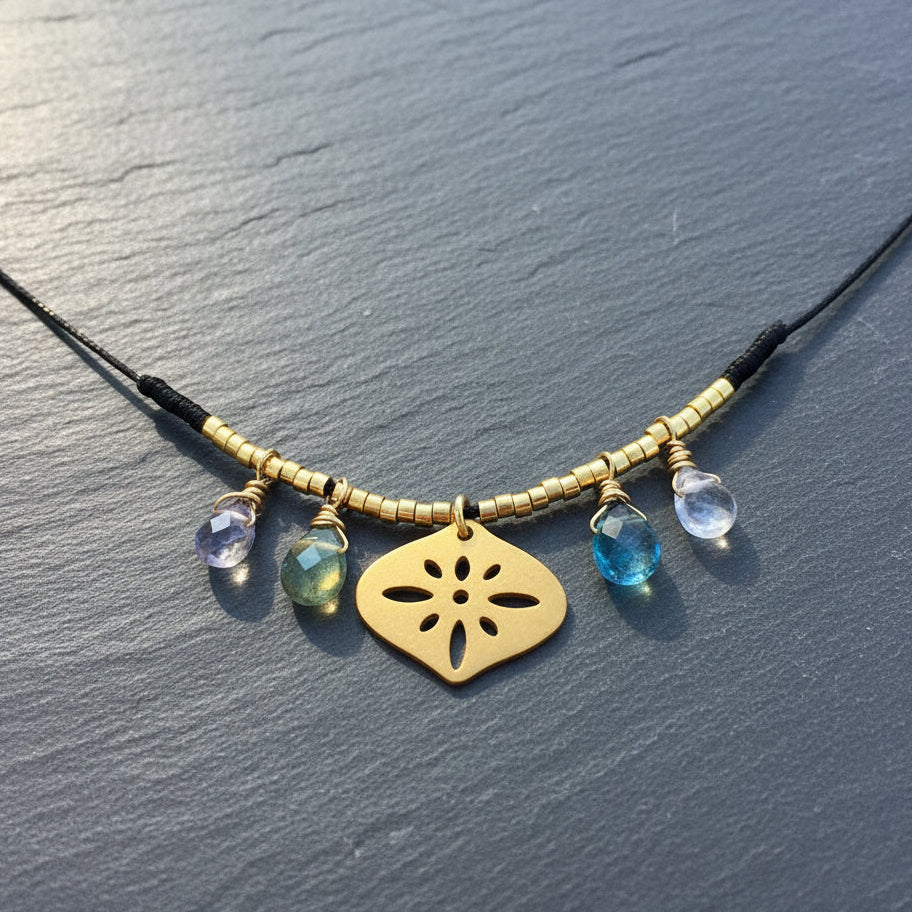 Collar Hilo Agua Marina