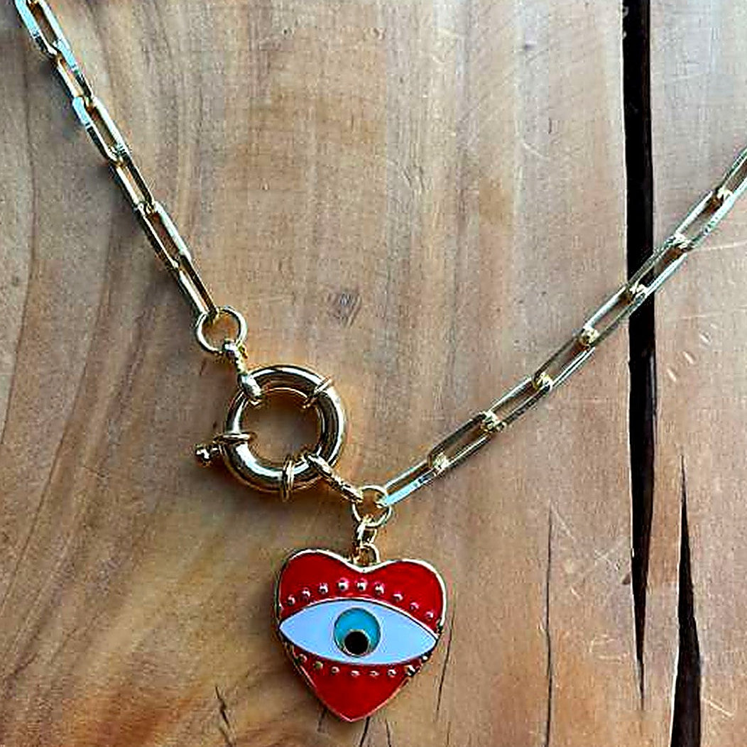 Collar Cadena Corazón Ojo