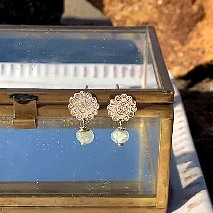 Aros Agua Marina Plata Mini